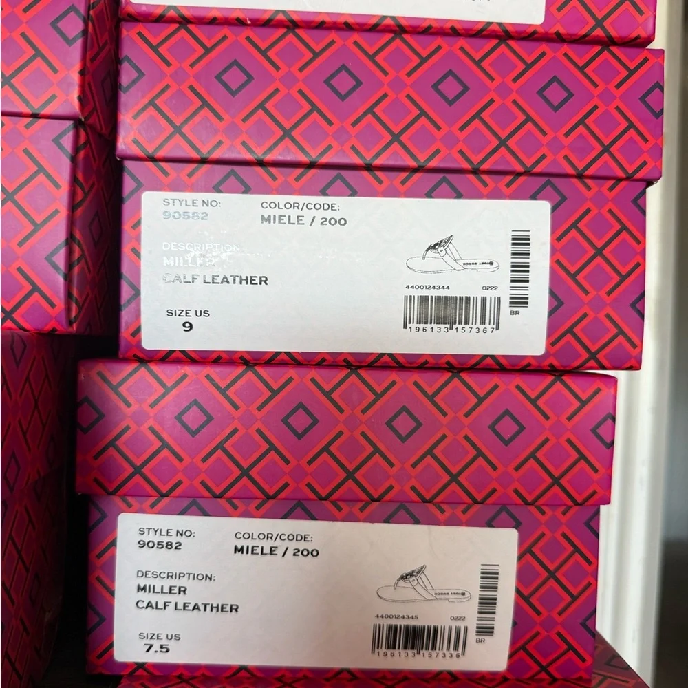 New tory burch miller calf leather sandals in Millie/ bourbon color